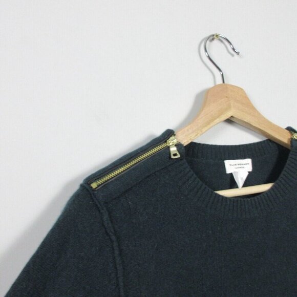 Club Monaco Womens Cashmere 100% M Dark Green Zip Sweater Top Luxury 206 - Picture 5 of 10